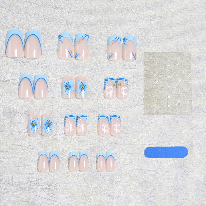 Acrylic nail set with exquisite floral and glitter accents Kalsten