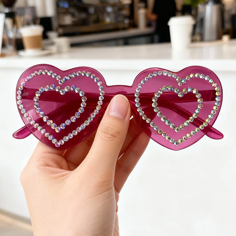 Rhinestone-Embellished Heart-Shaped Sunglasses Kalsten 1787141238
