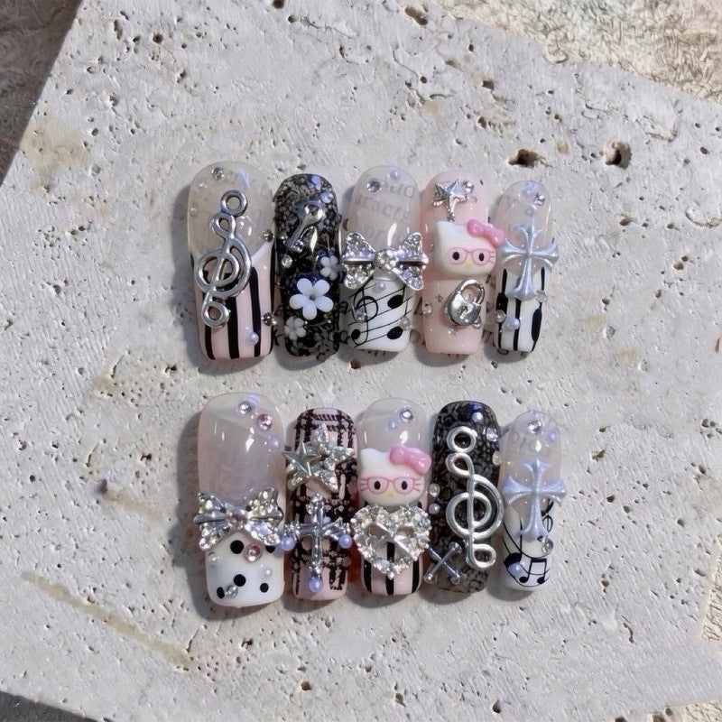 Musical-Inspired Decorative Press-On Nail Art Set
