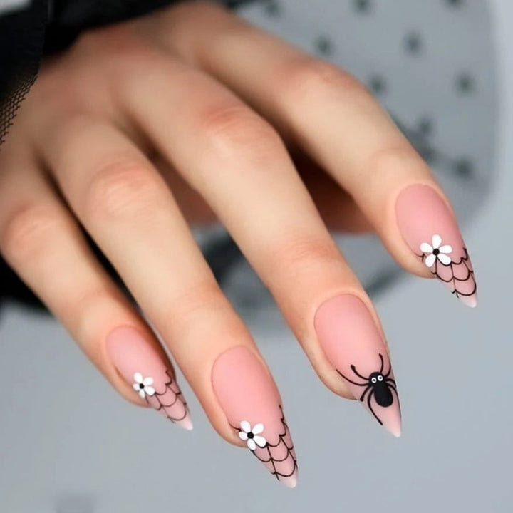 Creative artificial nails with spider web design Kalsten