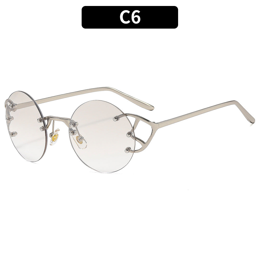 Geometric Round Frame Sunglasses