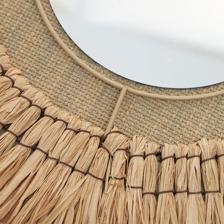 Decorative wall mirror with natural rattan frame Kalsten