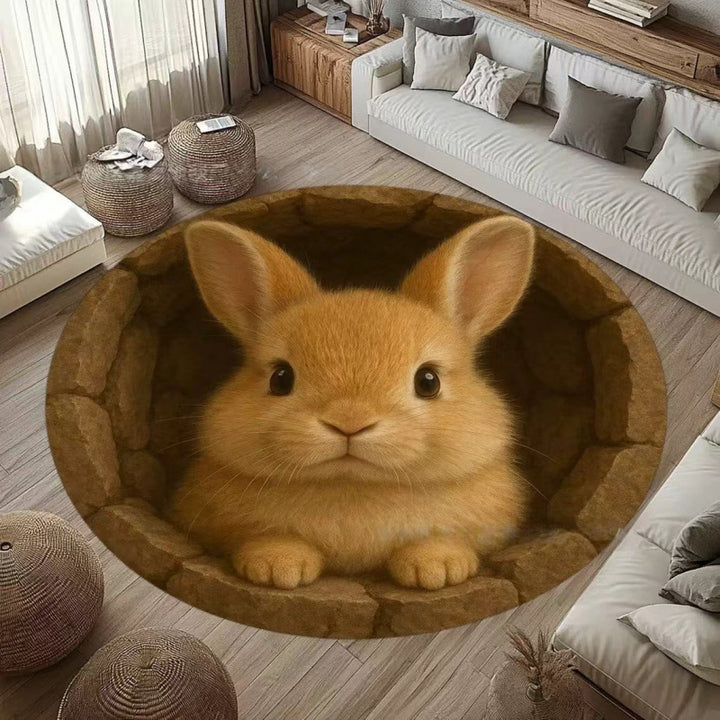 Round Decorative Garden Scene Area Rug