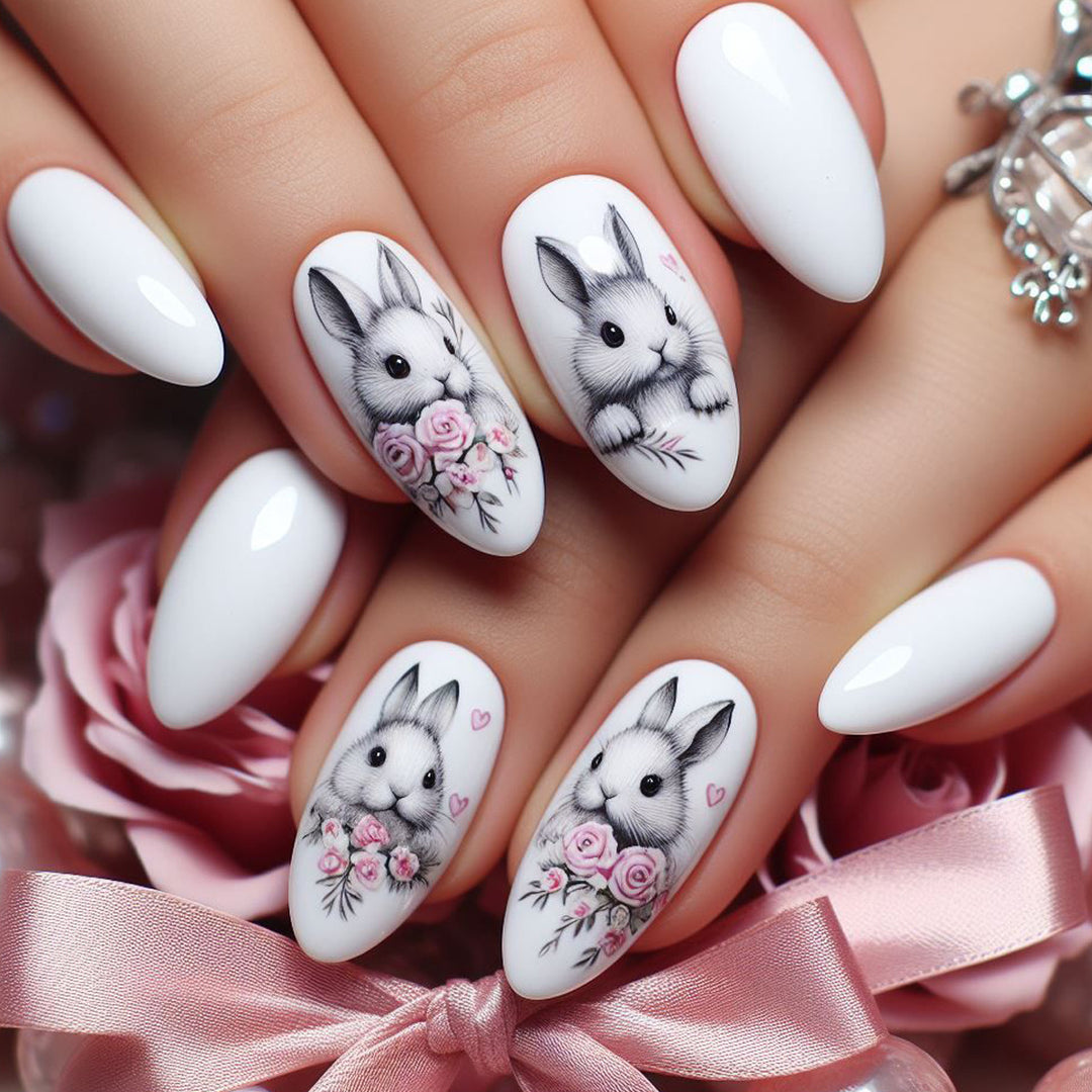 Creative Bunny-Themed Acrylic Nail Art Extensions Kalsten