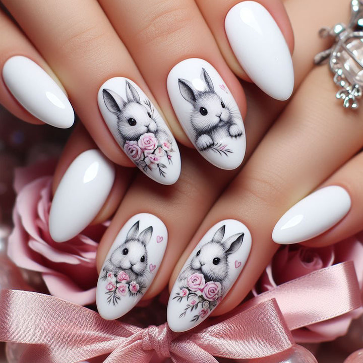 Creative Bunny-Themed Acrylic Nail Art Extensions Kalsten