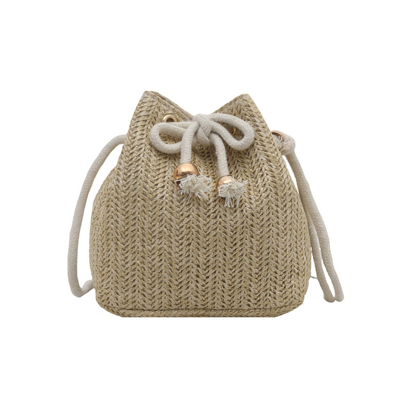 Bohemian Straw Bucket Bag Kalsten