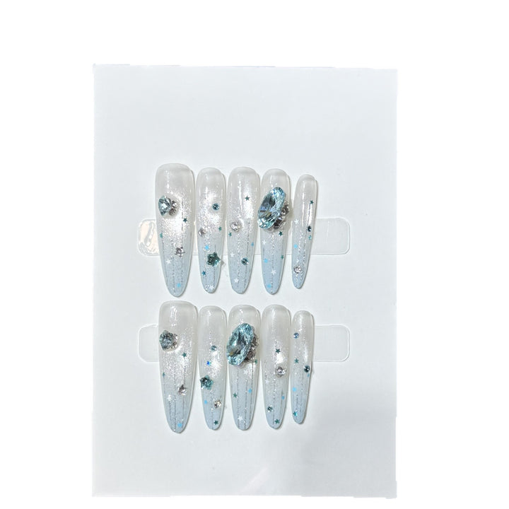 Glamorous Crystal Embellished Press-On Nails Kalsten
