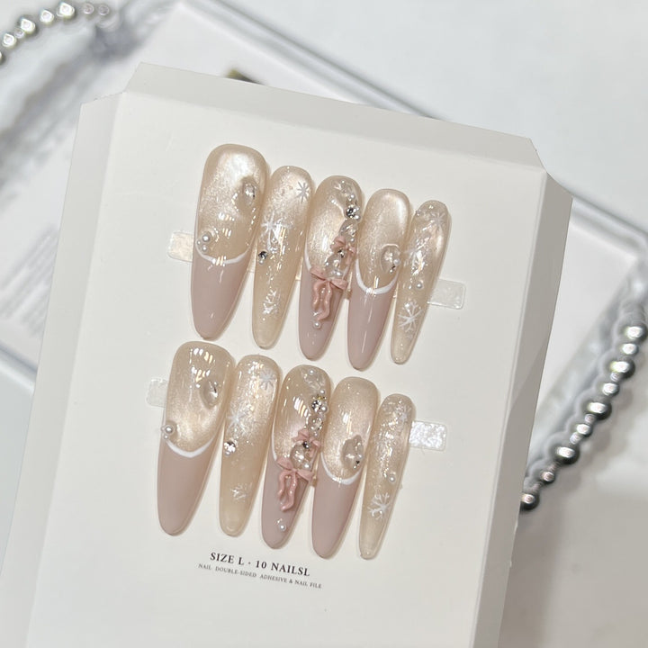 Decorative Stiletto Press-On Nail Set with Artistic Accents Kalsten