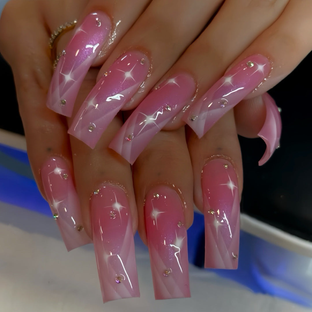 Decorative Stiletto Press-On Nails with Rhinestone Accents Kalsten