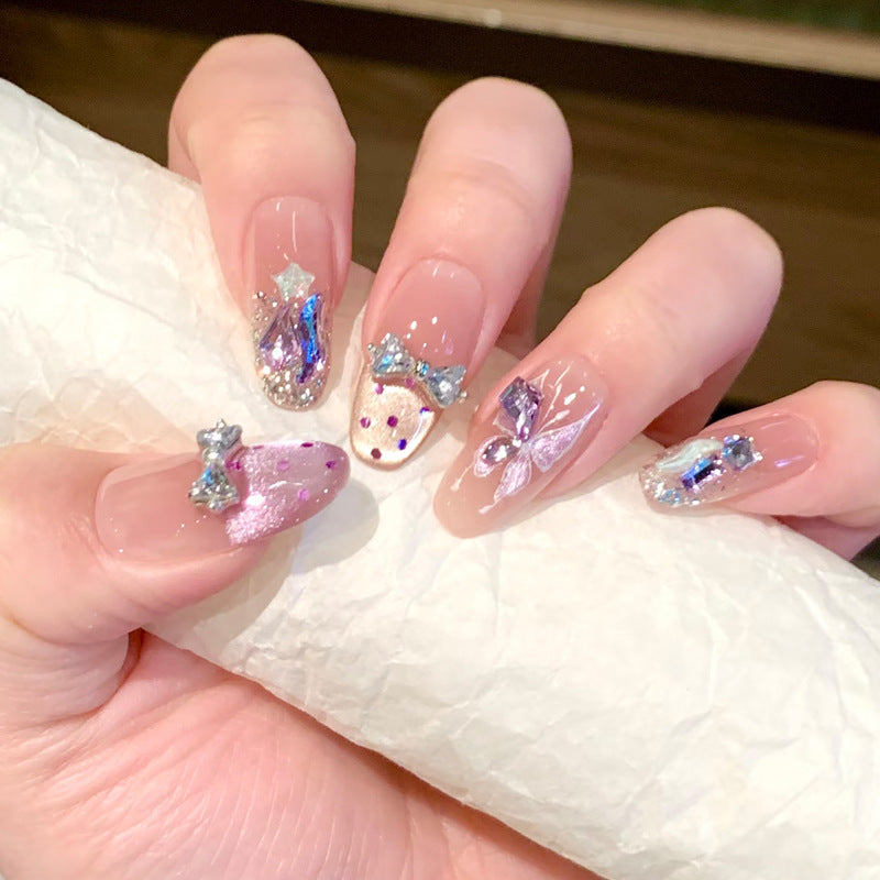 Artistic Press-On Nail Set with Whimsical Embellishments Kalsten