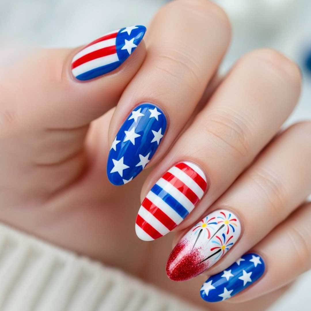 Patriotic Themed Nail Art