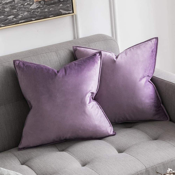 Plush Velvet Square Throw Pillow Set with Hidden Zipper and Down-Alternative Insert