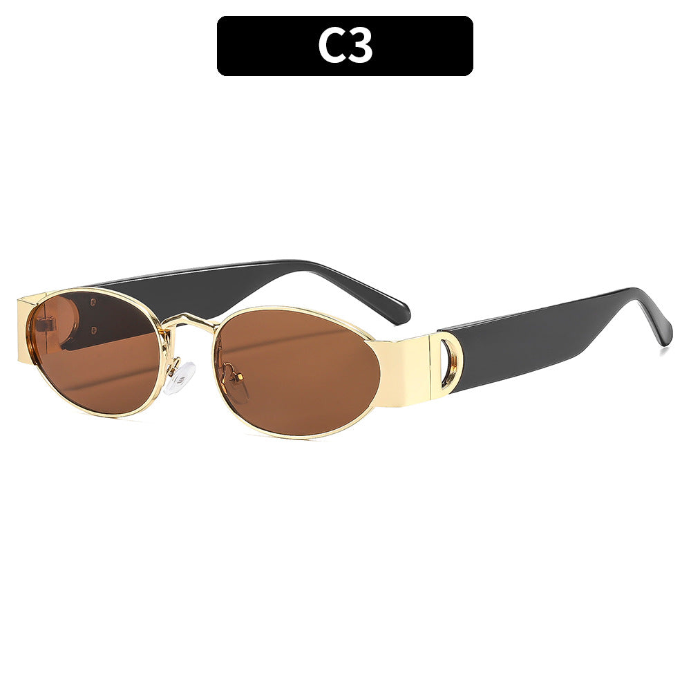 Retro Chic Oval Frame Sunglasses