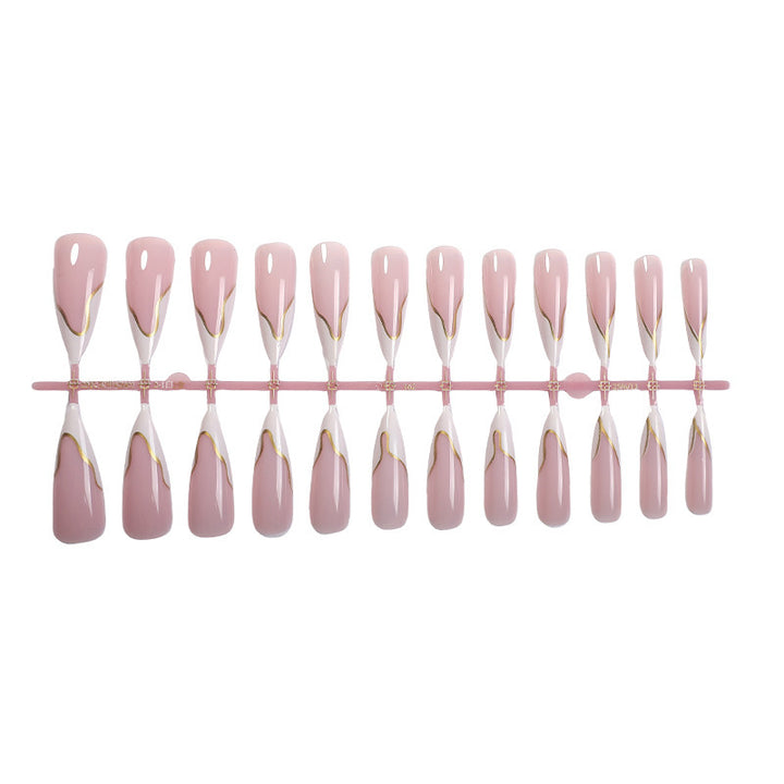 Artificial nail set with elegant gold edge Kalsten