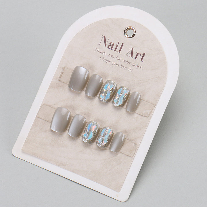Elegant Press-On Nail Set with Artistic Designs Kalsten