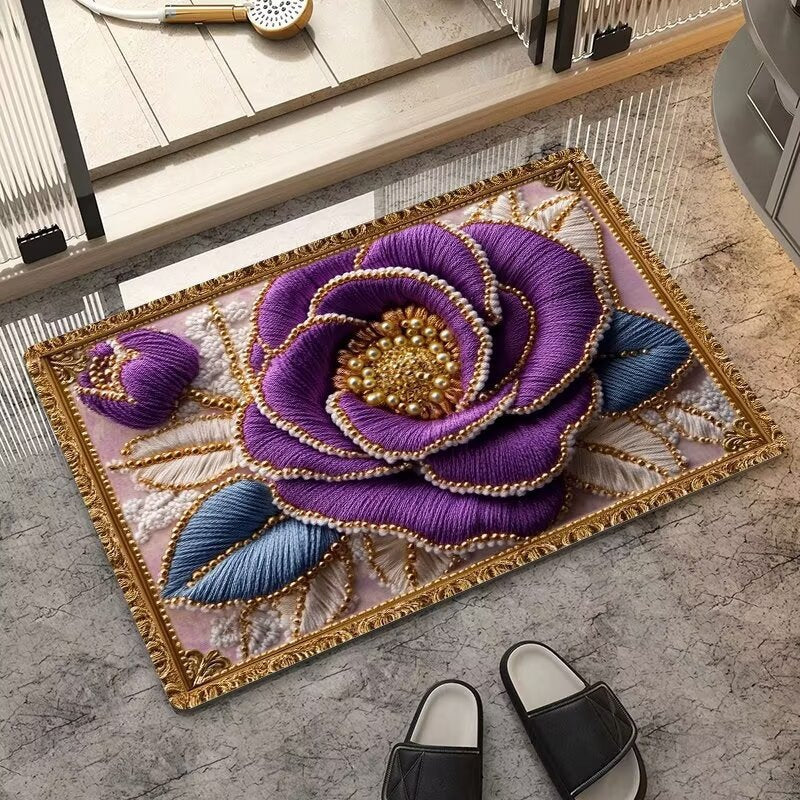 Luxurious Embroidered Floral Area Rug Kalsten