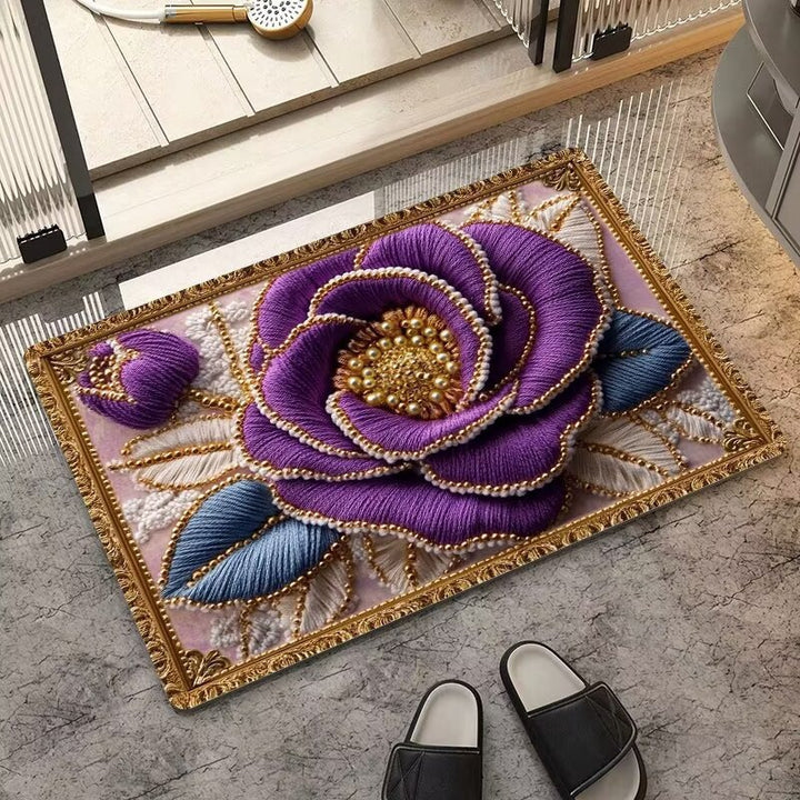 Luxurious Embroidered Floral Area Rug Kalsten