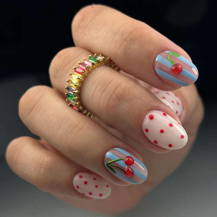 Artful Nail Art with Cherry Motifs Kalsten