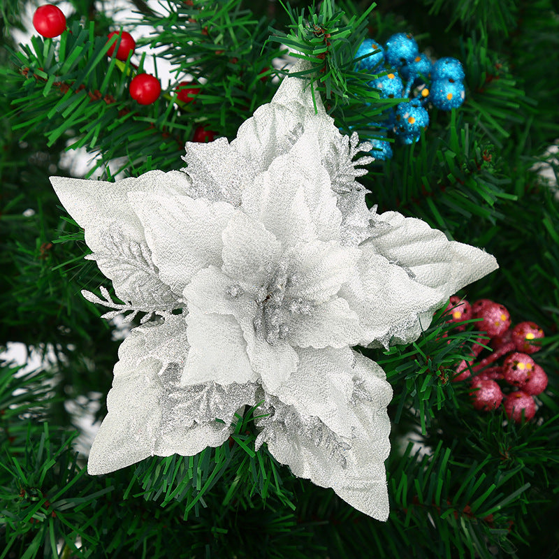 Decorative Glittering Poinsettia Flower Ornament Kalsten