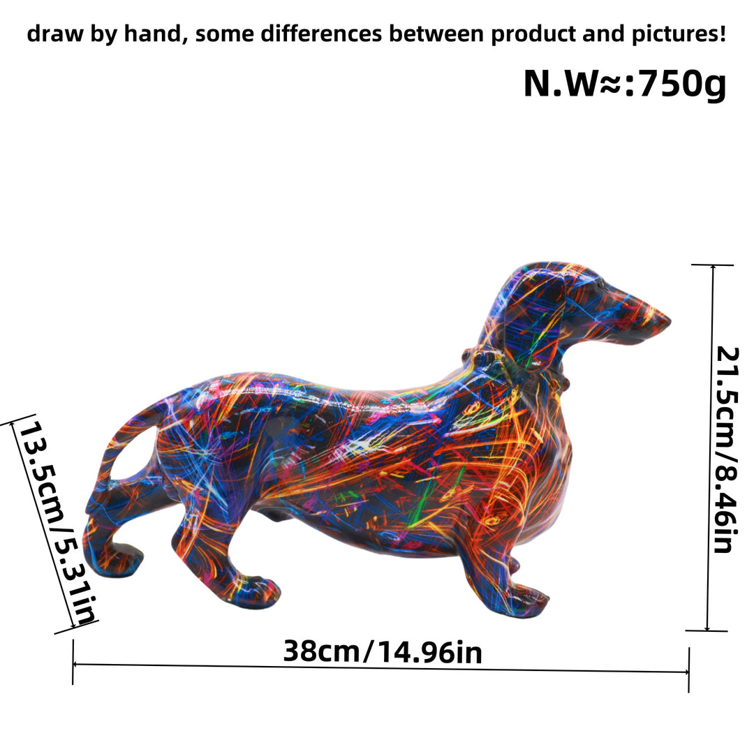 Colorful decoration figure of a dachshund in graffiti style Kalsten