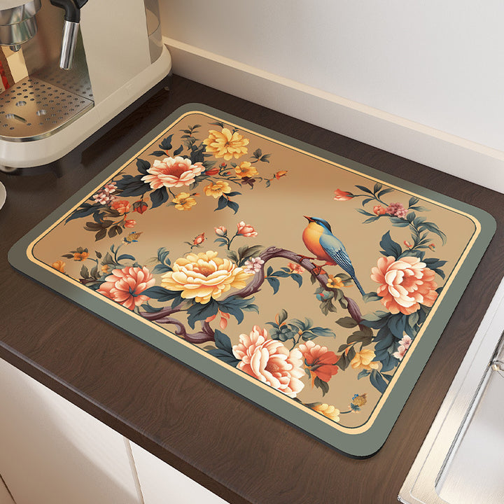Vintage Floral Design Kitchen Comfort Mat Kalsten