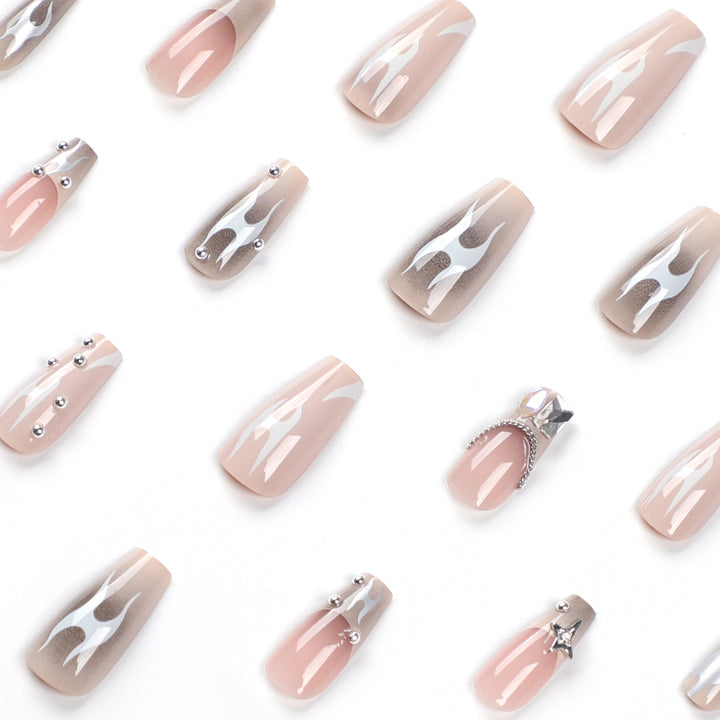Artful nail extensions with trendy shine and design Kalsten