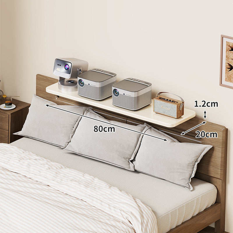Wall-Mounted Slim Floating Headboard Shelf with Rounded Corners and Concealed Brackets
