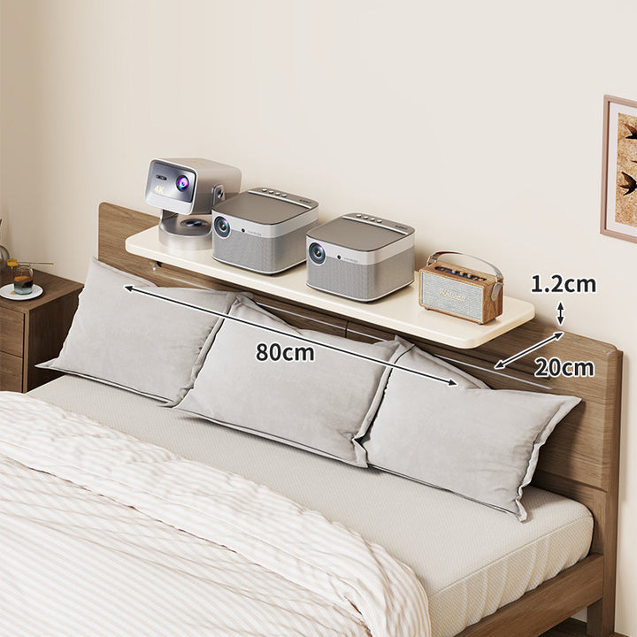 Wall-Mounted Slim Floating Headboard Shelf with Rounded Corners and Concealed Brackets