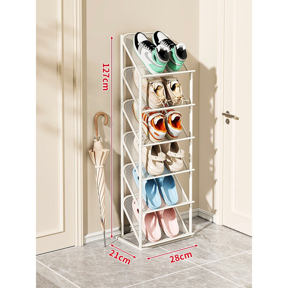 Four-Tier Vertical Angled Metal Mesh Shoe Rack Organizer