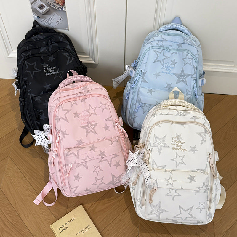 Stylish Star-Embellished School Backpack Kalsten