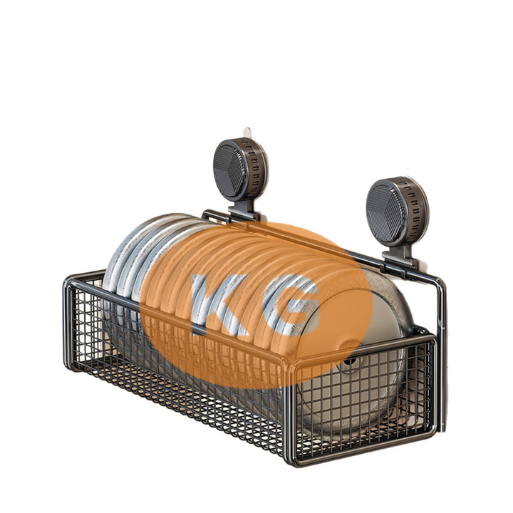 Wall-Mounted Suction Mesh Produce Storage Basket Set with Double-Tier Adjustable Rack