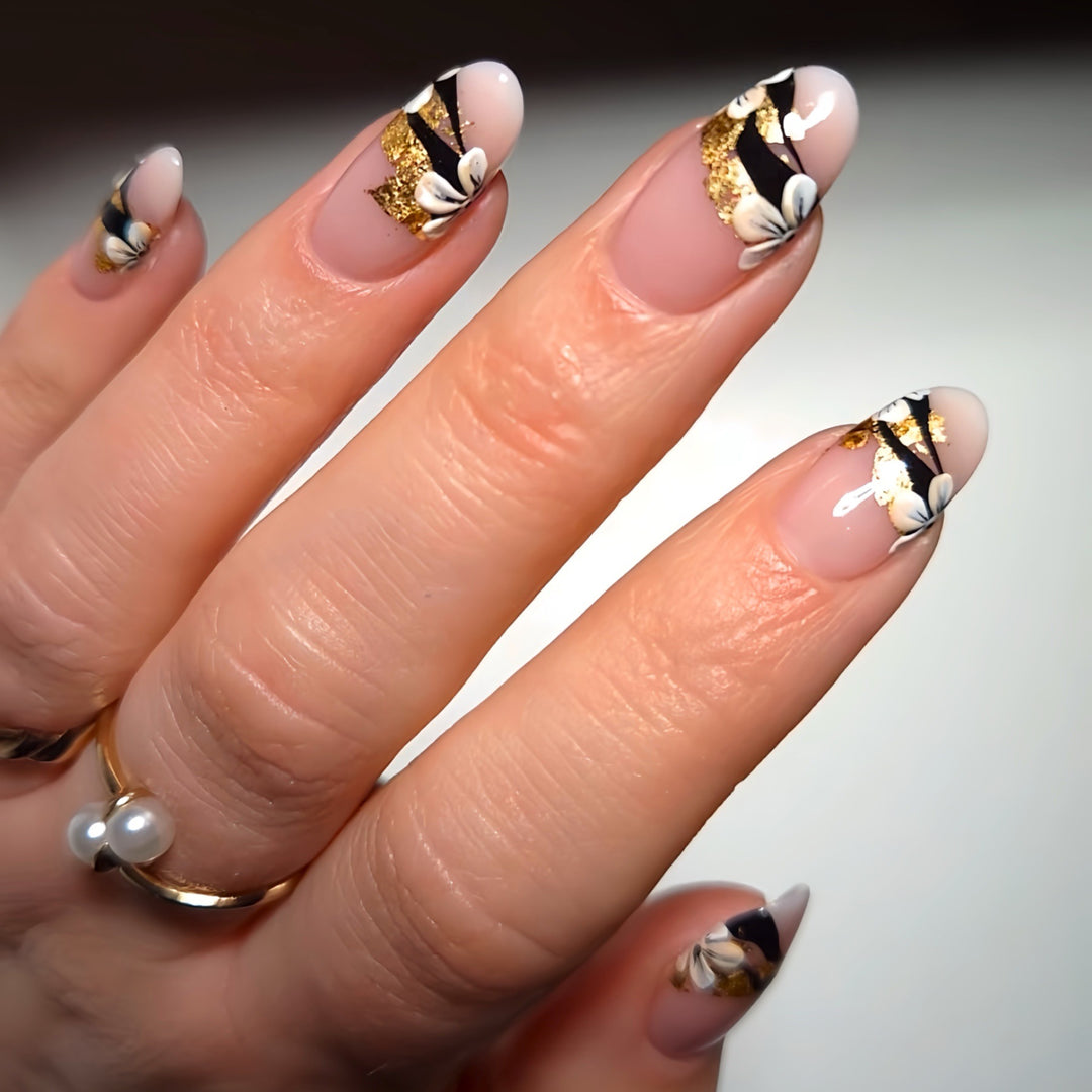 Artistic Floral Gel Press-On Nails Kalsten
