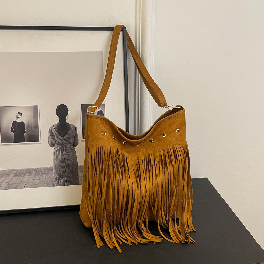 Suede Fringe Shoulder Bag Kalsten