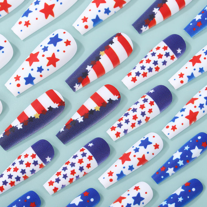 Artificial nails with patriotic star design Kalsten