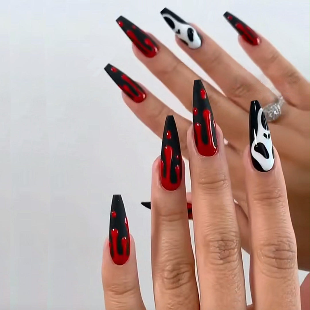 Gothic-Themed Press-On Nail Art Set Kalsten