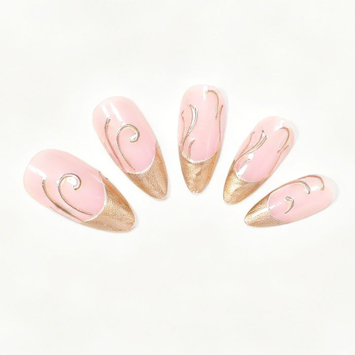 Elegant Gold Accented Press-On Nail Art Kalsten
