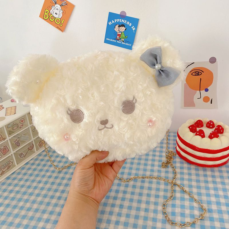 Plush Animal-Themed Crossbody Bag
