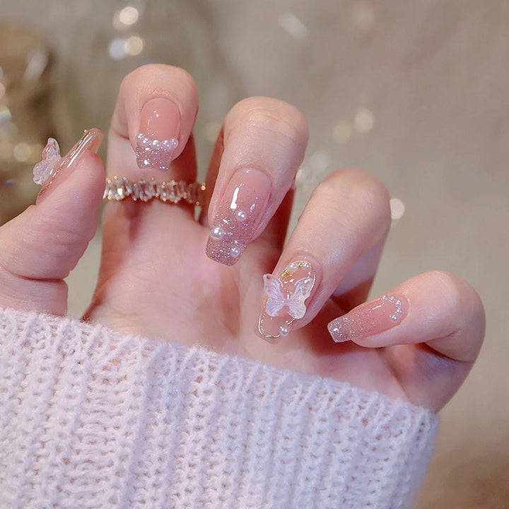 Artistic Butterfly Embellished Press-On Nails Kalsten