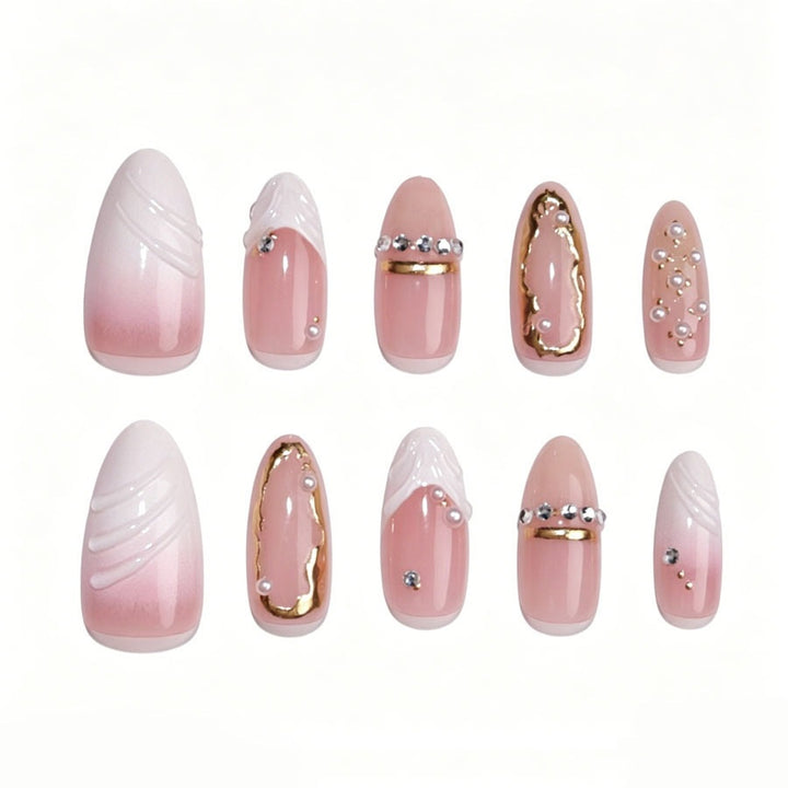 Elegant artificial nail set with delicate 3D details Kalsten