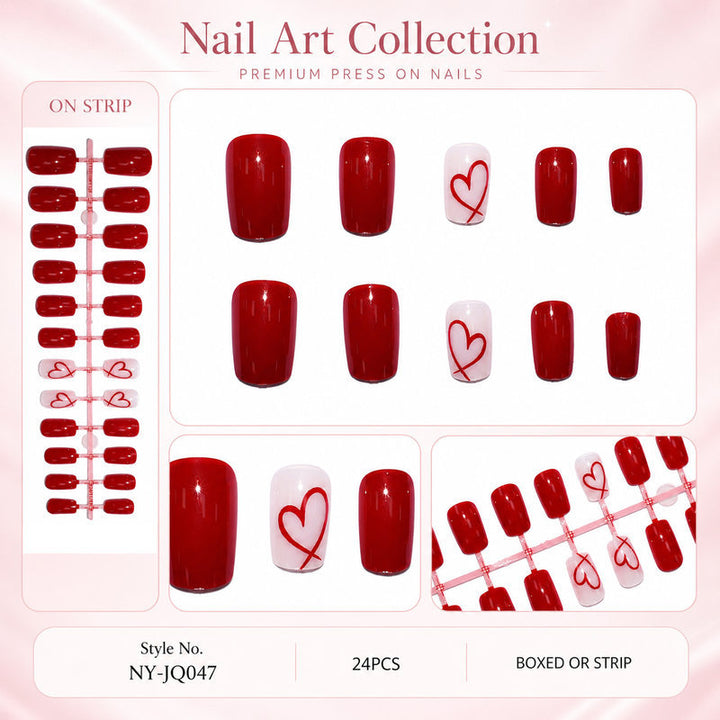Premium Press-on Nails with Heart Design Kalsten