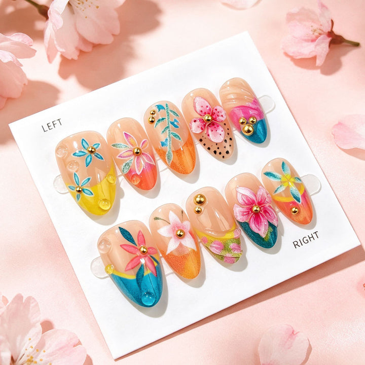 Decorative Floral Art Press-On Nails Kalsten