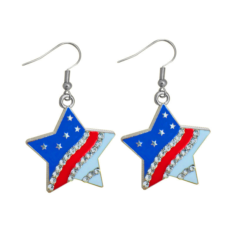 Women's stud earrings wing design enamel with star motif and fine alloy Kalsten