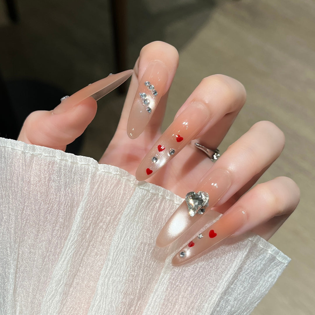 Glamorous Crystal-Embellished Press-On Nails Kalsten