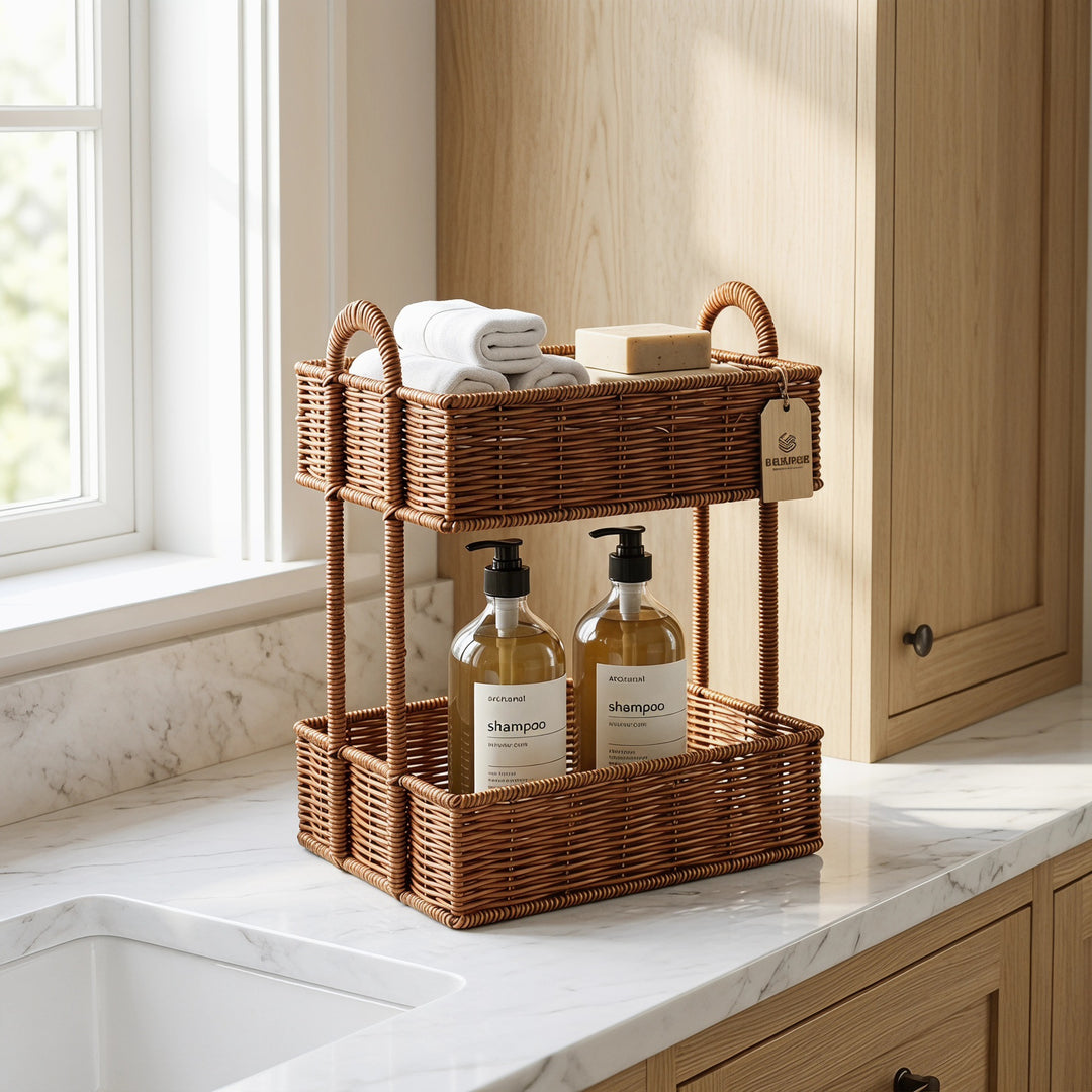 Bathroom shelf entirely made of rattan Kalsten