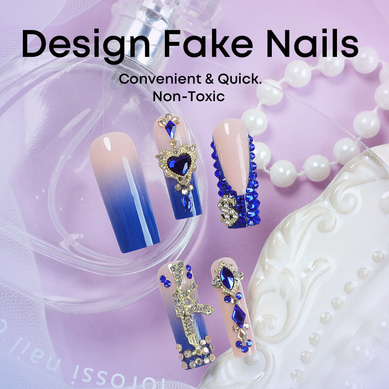 Acrylic nail set with elegant ombre design and sparkling embellishments Kalsten