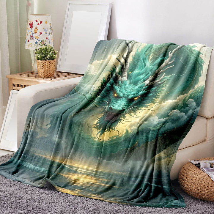 Artistic Dragon Print Throw Blanket