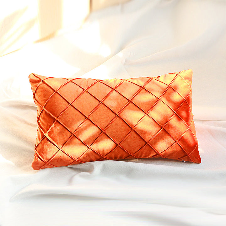 Diamond Lattice Tufted Rectangular Lumbar Pillow Cover with Hidden Zipper