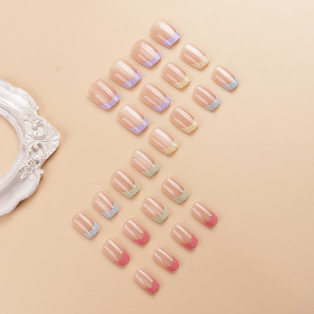 Artistic Colorful French Tip Press-On Nail Set Kalsten