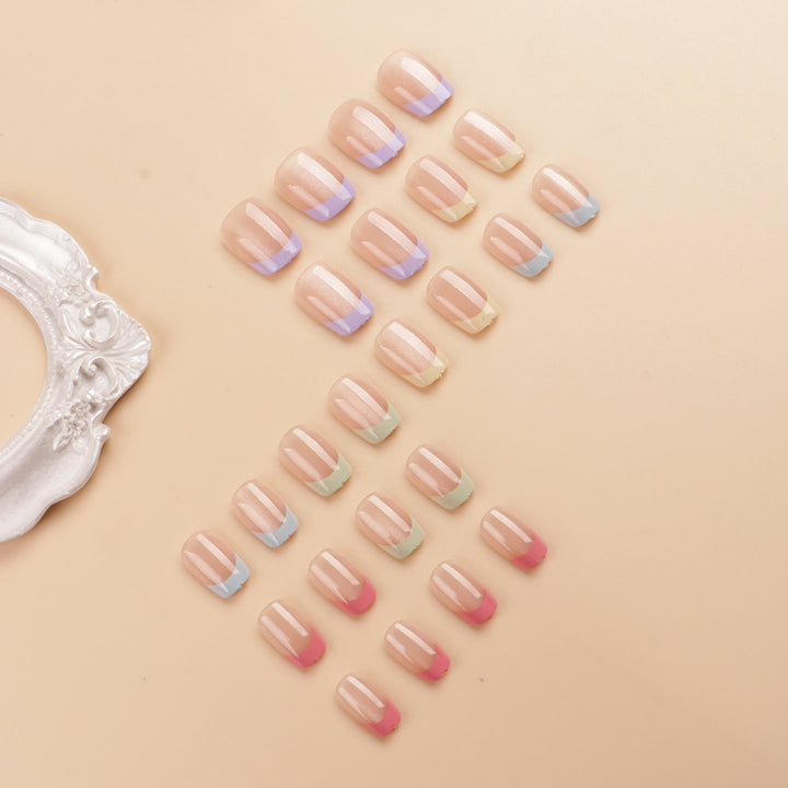 Artistic Colorful French Tip Press-On Nail Set Kalsten