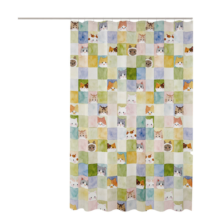Watercolor Cat Print Shower Curtain Kalsten